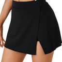 Rooscier Women's Slit Side Tennis Skirt High Waist Golf Athletic Mini Skorts (Black)