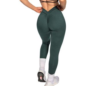 Danysu V Back Scrunch Butt Leggings for Women Soft High Waisted Booty Tights Workout Gym Yoga Pants Green S