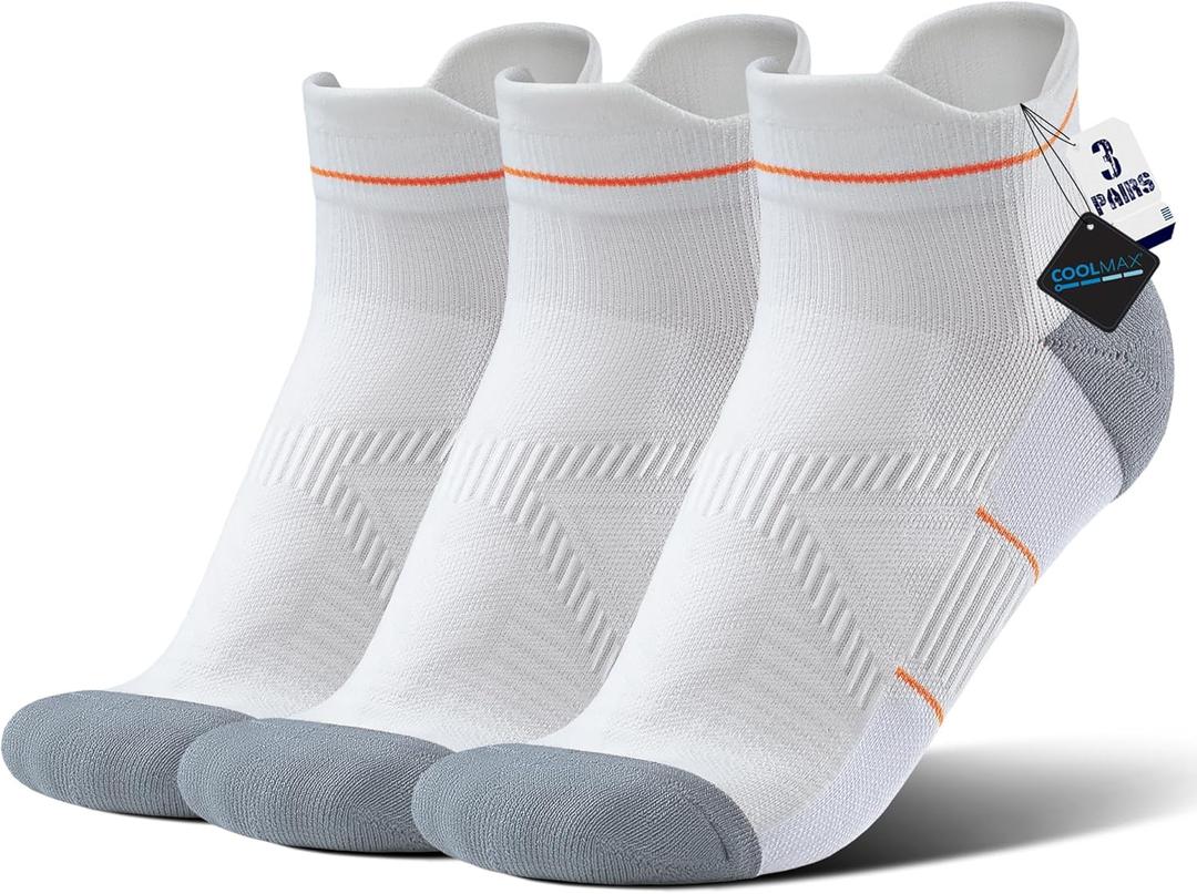 BRISIRA Bamboo Viscose Compression High Ankle Socks Men Women Cushioned Anti Blister HIking Golf Arch Support Running Socks (White, M)