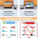 Lightning to HDMI Adapter for iPhone, [Apple MFi Certified] Digital AV Dongle,1080P Sync Screen Cable with Lightning Charging Port for iPhone, iPad to TV/Projector/Monitor No Need Power Supply