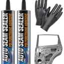 [Black] 2 Pack Professional Automotive Seam Sealer, Paintable Quick-Set Polyurethane Auto Body Seam Sealer for Metal Surfaces of Cars, Trucks, Etc, Includes Gloves & Tip - Black RV Roof Sealant