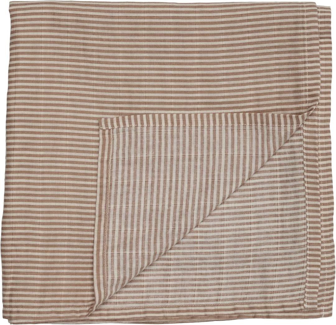 Baby Swaddle  Organic Cotton Muslin Baby Swaddles for Newborns 47 x 47 (Natural Stripe)