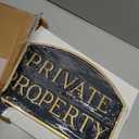 Montague Metal Products SP-17S-BG-LS Standard Black and Gold Private Property Arch Statement Plaque with 2 23-Inch Lawn Stakes