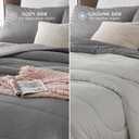 Bedsure Queen Comforter Set - Cooling and Warm Bed Set, Light Grey Reversible Bedding for All Season, 3 Pieces, 1 Queen Size Comforter (88"x88") and 2 Pillow Cases(20"x26")