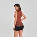 retro button suede vest sexy V-neck women's short top sleeveless casual vest jacket