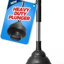 Heavy Duty Toilet Plunger - Powerful Clog Removal,Plungers for Bathroom,Bathroom Accessories,Cleaning Supplies,Home Essentials,Bathroom Decor,Toilet Bowl Cleaners,Black