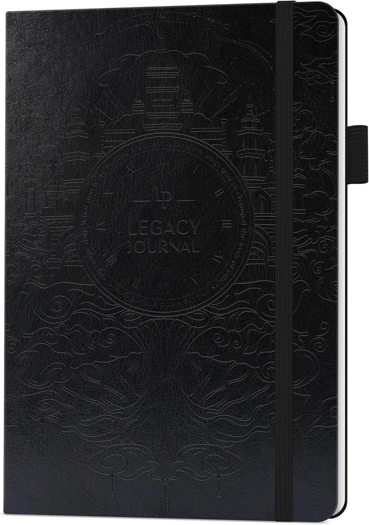 Legend Grandparents Legacy Journal  Grandparent Life Story & Memory Book with Prompts  Great Grandma & Grandpa Birthday Gifts (Black) (Smaller Than A4 (7.1 x 10.5"))