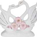 WF Chinese Pottery Swan Figurine Ceramic Home Decor White Porcelain Collectible Figurines Holiday Birthday Present Women Men Ornament