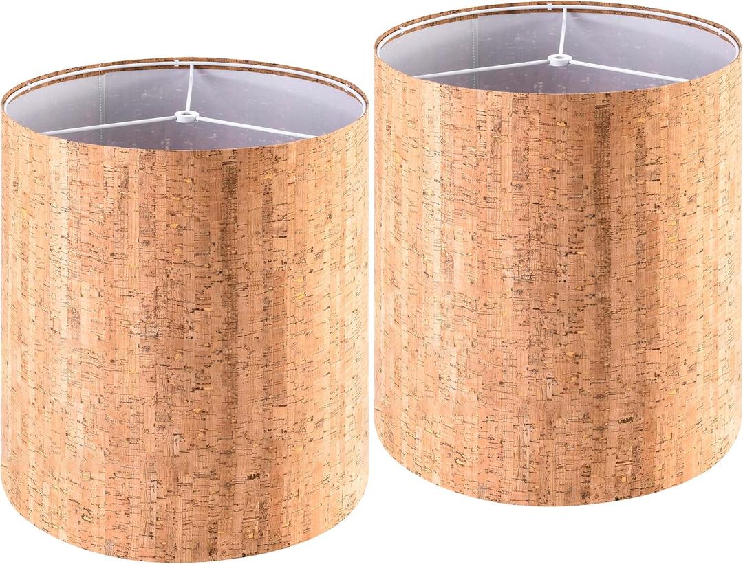 GO&SO 9.8" Tall Cork Lamp Shades Small Brown, Leather Lamp Shade for Table Lamps Wall Lampshade Replacement -9.8 9.8 10.8 Inch Spider Vintage & Farmhouse Shade-Assembly Required for Bedroom/Coner