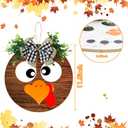Thanksgiving/Winter Hanging Door Sign, Turkey/Snowman Reversible Door Wreath Hanging Decorations for Front Door Farmhouse Thanksgiving/Winter/Christmas Decorations Indoor Outdoor