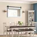 COGOOD Farmhouse Barn Door Mirror - 41" x 26" Rustic Wood Framed Mirror for Bathroom, Living Room, Entryway Wall Decor (Pure White)