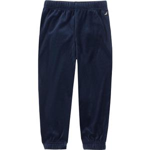 Nautica Girls' Logo Sweatpants, Fleece Joggers with Ribbed Cuffs & Functional Side Pockets, 4T, Velour Peacoat