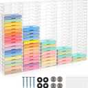 DoubleFill 100 Slot Clear Acrylic Cassette Tape Storage for Easy Sorting and Organizing of Cassette Tapes, Stamp Pads, Playing Cards, Card Decks and More, Holder for Desktop, Wall Mounted