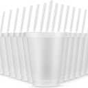 Rtteri 15 Pcs Reusable Cups with Straws and Lids 16 oz Glitter Tumblers Plastic Party Favor Cups with Lids Travel Mug Tumbler for Easter Graduation Party Iced Beverage Water(Clear)