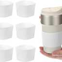 uxcell 6-Pack Coffee Cup Sleeves, Reusable Silicone Heat Resistant Cup Protective Sleeve Nonslip Mug Protector Cover for Home Travel Coffee Mug Glasses Water Bottle Boots, White
