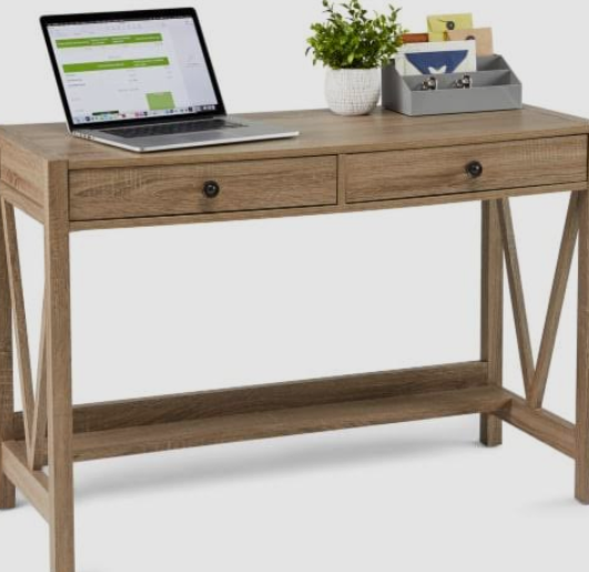 V-Frame Driftwood finished Desk 30"H x 44.1"W x 17.7"D