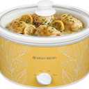 West Bend 4-Quart Manual Slow Cooker with 3 Cooking Settings, Dishwasher-Safe Ceramic and Glass Lid, 210 Watts, Yellow