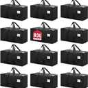 BETU Extra Large Moving Bags Heavy Duty Storage Bags with Zipper Handles, 12 Pack Clothes Storage Totes Bins Packing Moving Boxes, Moving Supplies for College Dorm Essentials, Space Saving, Black