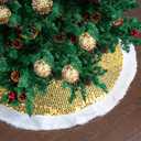Mr. Pen- Christmas Tree Skirt 48 Inches, Sparkling Gold Sequin with White Faux Fur Christmas Tree Skirts