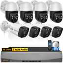 OOSSXX (2026 Upgrade) Auto-Tracking 4K 2-Way Audio PTZ PoE Outdoor Wired Security Cameras System Home Wired Cameras Video Surveillance