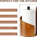 Paper Towel Holder - 100% Natural Wood, Wooden Wood Stand with Iron Base, Wooden Paper Towel Holder for Kitchen, Desktop, Cabinet (Brown)