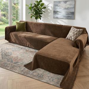 Sectional Couch Covers, 2 Pieces Washable L Shaped Couch Covers Sofa Blanket for Dogs Pet Friendly Sectional Sofa Slipcovers Furniture Covers,71"x 102"+ 71"x 110",(Large,Coffee)