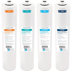 Aquasure Premier Series Complete 4-Stage Quick Twist Filter Replacement Cartridge Bundle Set AF-CP75 | Compatible with AS-PR75 4-Stage Under Sink Reverse Osmosis RO Water Filtration System