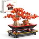 Wise Block Japanese Red Maple Bonsai Tree Building Toy Set for Adults - 900 Pcs Artificial Bonsai Tree Building Blocks for Adults, Home Office Decor
