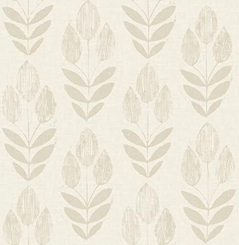 NuWallpaper Cream Folk Tulip Peel & Stick Wallpaper