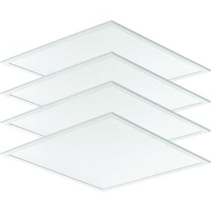 Lithonia Lighting CPX LED Flat Panel Light, 2Ftx2Ft LED Light Panel, Ceiling Lighting Fixture, 2500/3200/4000 Adjustable Lumens, 3500K/4000K/5000K Switchable CCT, Smooth Satin Lens, White (4-Pack) (2 ft. x 2 ft. (4-Pack))
