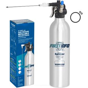 FIRSTINFO A1638 (3rd Gen) Patented Lightweight Max. Pressure 140psi / 620ml Thickened Aluminum Canister Refillable Aerosol Spray Can | Compressed Air Sprayer | Wide Mist Spray (21 Ounces)
