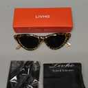 livho Retro Vintage Narrow Cat Eye Sunglasses for Women Clout Goggles Plastic Frame (Leopard)