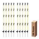 48 Inches Electric Fence Fiberglass Posts, 20 Pack Step in Electric Fence Post, Temporary Portable Fence Stakes for Livestock, Big Insulator, Yellow