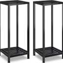 Lilybud--lily 2-Pack Plant Stand Indoor Outdoor, Heavy Duty Wrought Iron Pedestal Stands, Metal Plant Stand Decorative Flower Stand for Patio Garden Deck Living Room black-2 pack