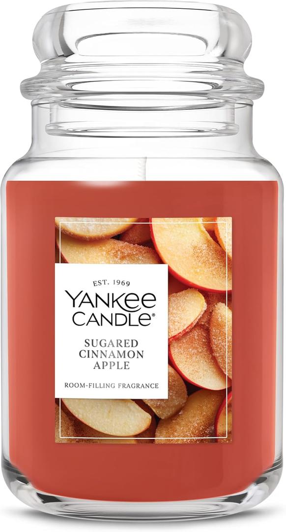 Yankee Candle Sugared Cinnamon Apple, Scented Candle, 22oz Large Jar with up to 150 Hour Burn Time, Giftable