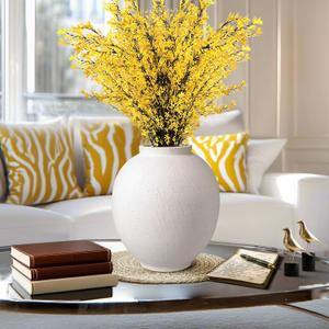 Large Ceramic Vase White Flower Vase,9.8 Inch Tall Big Vase for Home Decor,Minimalist Farmhouse Decorative Vase for Living Room,Dining Table,Bedroom,Kitchen,Entryway,Christmas