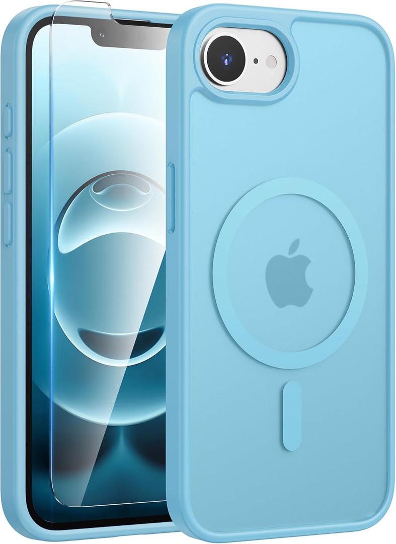 FNTCASE for iPhone 16e Phone Case: iPhone 16E 2025 Magnetic Matte Military Grade Drop Protection Phone Cover | Slim Anti-Slip Durable Shockproof Cases (Teal)