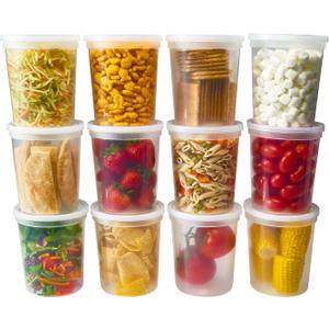 DuraHome - Deli food Storage Containers with Lids 32 oz, Quart Pack of 24 Leak-proof Freezer Safe Microwaveable Soup Storage Container - Clear Plastic Premium Quality