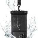 Pelican Marine - IP68 Waterproof Phone Pouch (Regular Size) Floating Waterproof Phone Case - Beach Cruise Ship Travel Essentials - Works with All Phones - Detachable Lanyard - Black