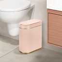 ELPHECO Bathroom Trash Can 2 Gallon Plastic Smart Garbage Can Waterproof Wastebasket Bathroom Decor Narrow Garbage Bin with Automatic lid for Bedroom, Kitchen (Pink Gold)