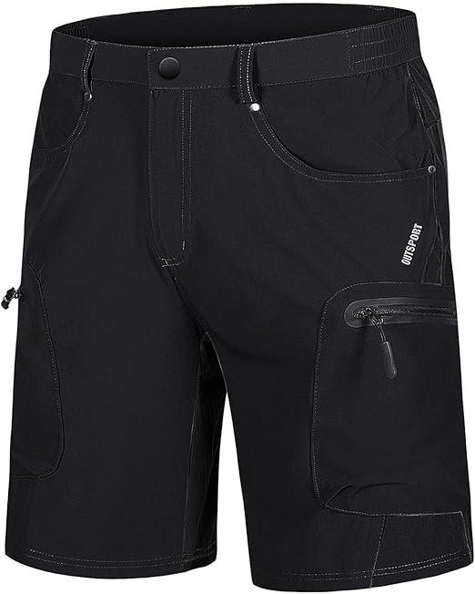 TACVASEN Men's Hiking Cargo Shorts 10" with Zipper Pockets Quick Dry Casual Stretch Golf Work Short Outdoor Summer (34, Black)