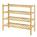 Kitsure Bamboo Wooden Shoe Rack for Closet - Stackable Shoe Organizer with Modular Structure, Space-Saving Shoe Shelf for Entryway, Living Room, Bedroom, 26.8" Wide - 4 Tiers, Natural