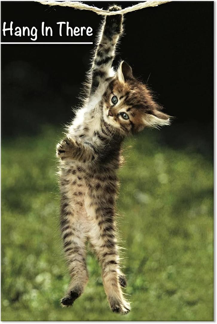 Funny Cat Posters for Wall Hang in There Poster - Motivational Wall Art Inspirational Posters Print Canvas Home Living Room Bedroom Decor Mural (Cat-1, 16.00" x 24.00", Unframed)