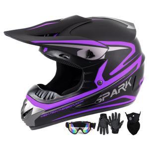 SanQing Youth Motocross Dirt Bike Full Face Helmet DOT Approved Purple,XL