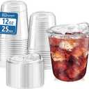 25 Pack 12 oz BPA-Free Clear Plastic Coffee Cups with Strawless Sip Lids - Leak-Proof Disposable To-Go Cups for Iced Coffee, Kids, Smoothies & Juice, Ideal for Daily Use & Small Gatherings