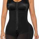 SHAPERX Women's Fajas Colombianas Tummy Control Shapewear Postpartum Full Body Shaper Butt Lifter Bodysuit (No Padding), Black, Size: M