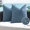 Artscope Outdoor Waterproof Throw Pillow Covers 20x20 Inch Decorative Linen Outdoor Pillows Cushion Case for Patio Couch Sofa - Dark Blue