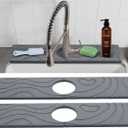 2-Pack Faucet Mat for Kitchen Sink, Diatomite Stone Mat, Quick Drying Splash Guard & Drip Catcher for Faucet Bathroom Counter - Dark Grey (23.6x4 Inch)