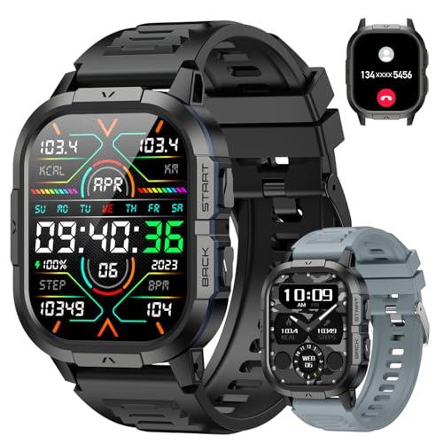Smart Watch for Men Fitness Tracker: Military Waterproof Make Answer Call Digital Mens Watches Running Step Pedometer Smartwatch Android Phone iPhone Samsung Compatible Sleep SpO2 Heart Rate Monitor