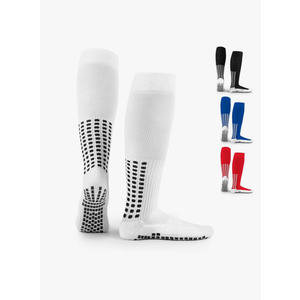 Lux Dual Grip Socks - Soccer Grip Socks for Men and Women. GripArray Performance & Comfort White Large